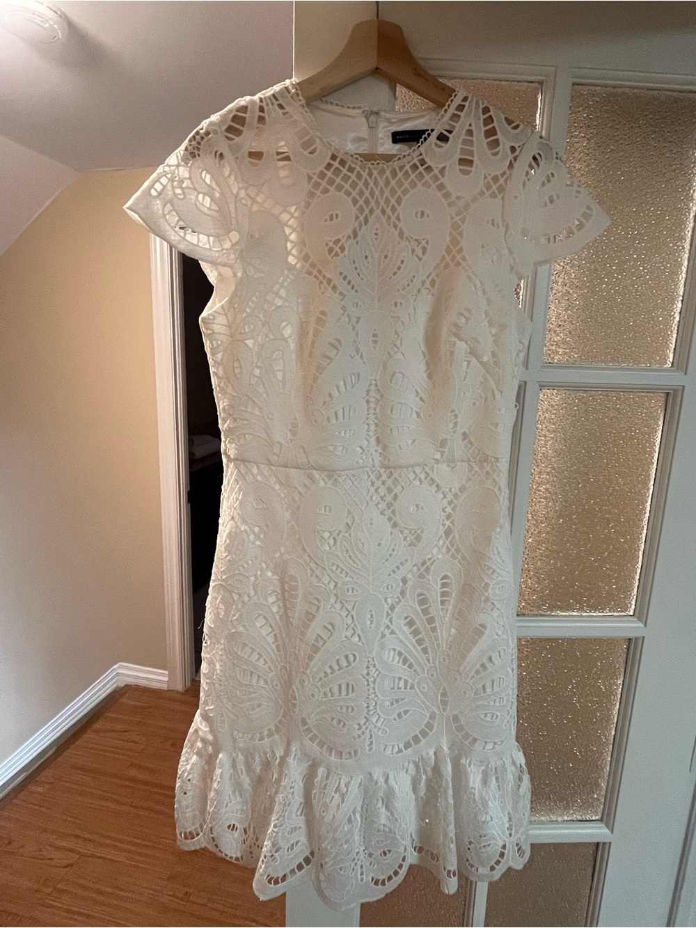 White House Black Market Ivory Eyelet Lace Fit & Flare Dress